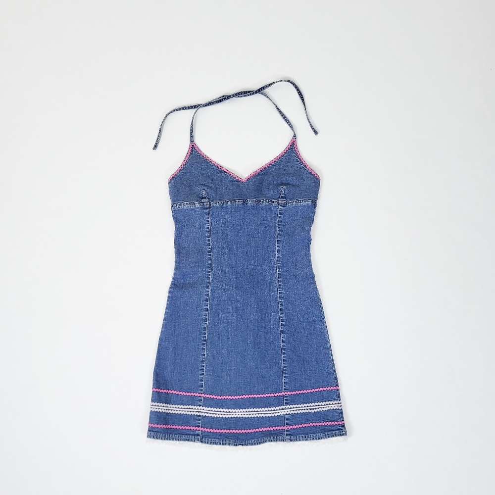 Vintage GUESS denim mini dress halter
